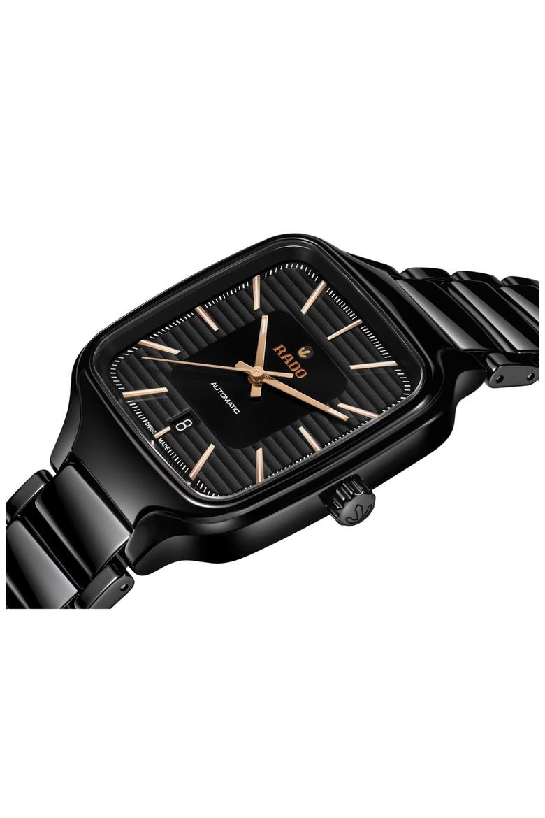 True Square Automatic Bracelet Watch, 38mm, Alternate, color, BLACK