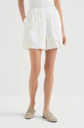 Brunello Cucinelli Cotton organza shorts with dazzling broderie anglaise