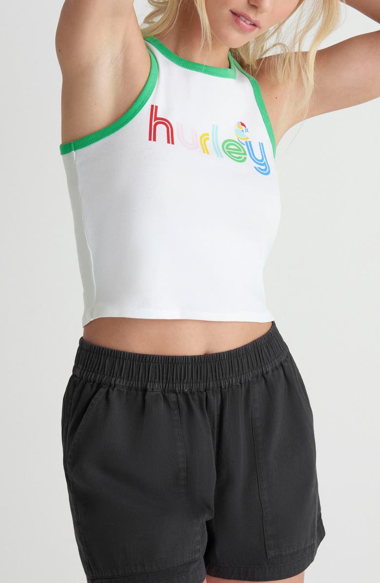 Hurley Troppo Logo Cotton Tank, Alternate, color, White