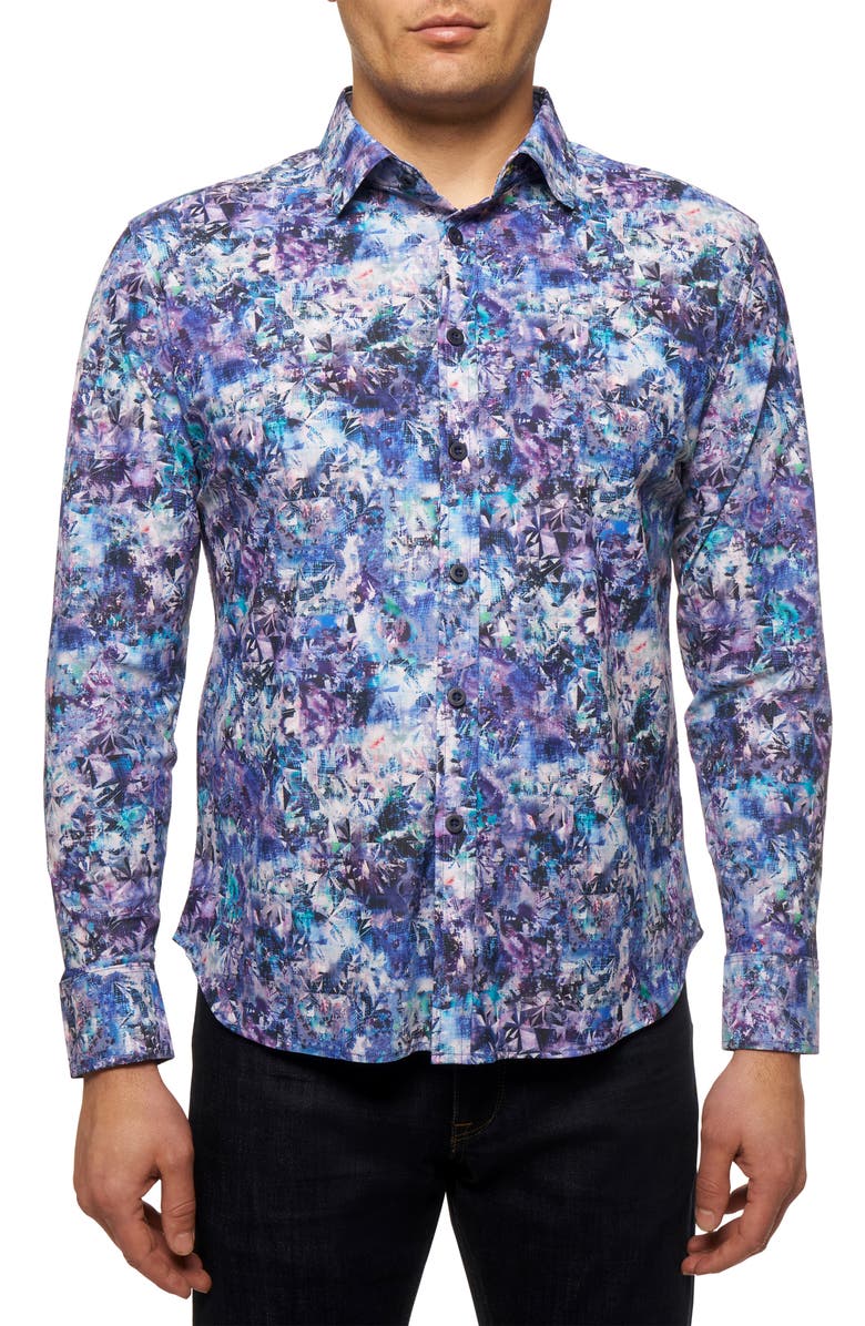 Robert Graham Mensa Print Performance Button-Up Shirt, Main, color,