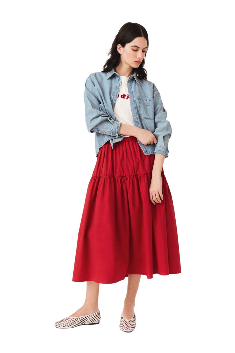 Long gathered skirt, Alternate, color, Red