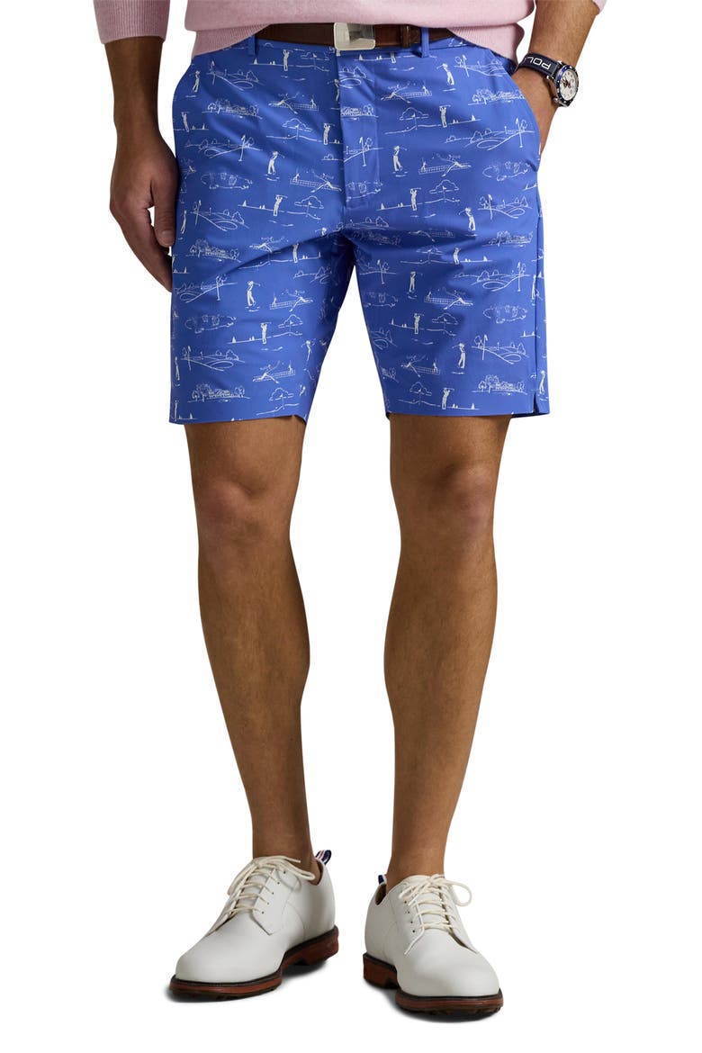 Golf Print Shorts, Main, color, BLUE