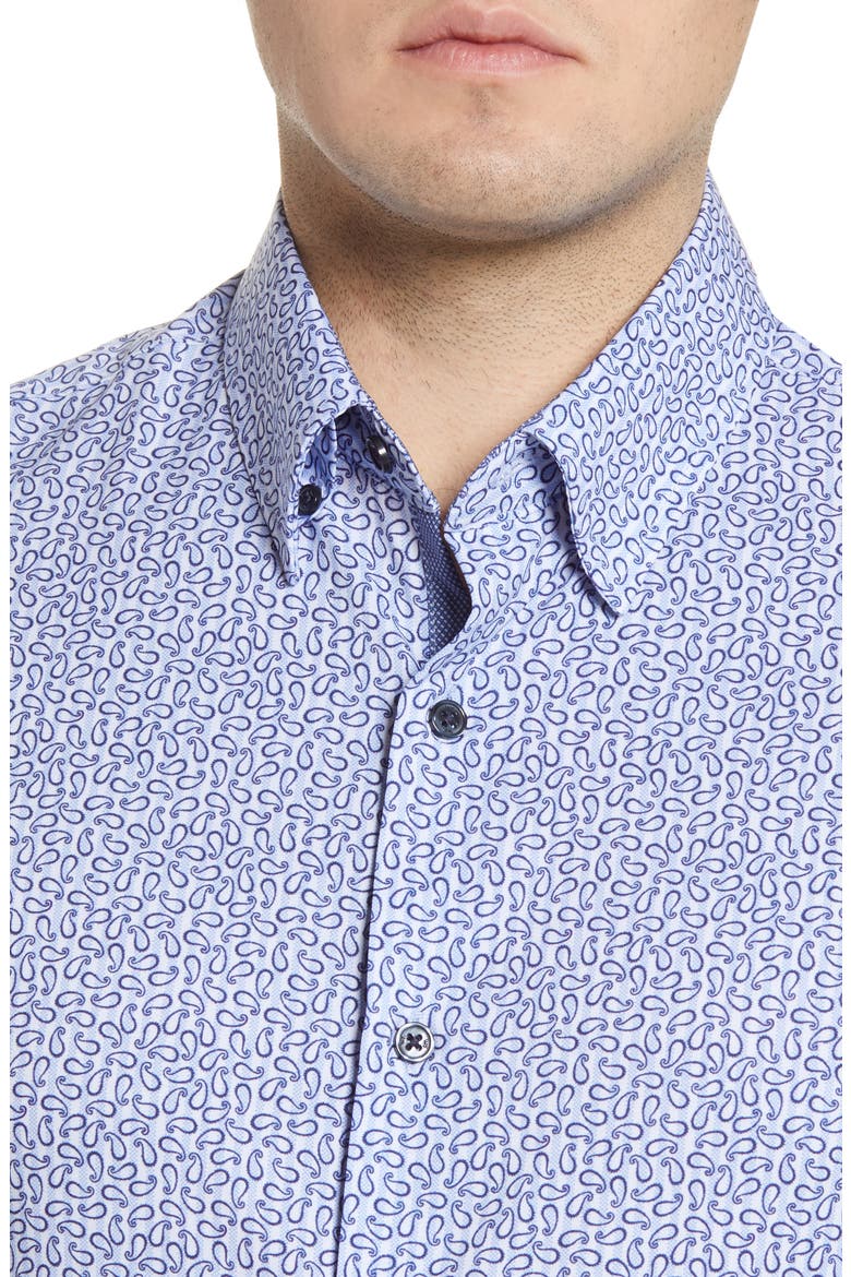 Trim Fit Performance Paisley Dress Shirt, Alternate, color, BLUE