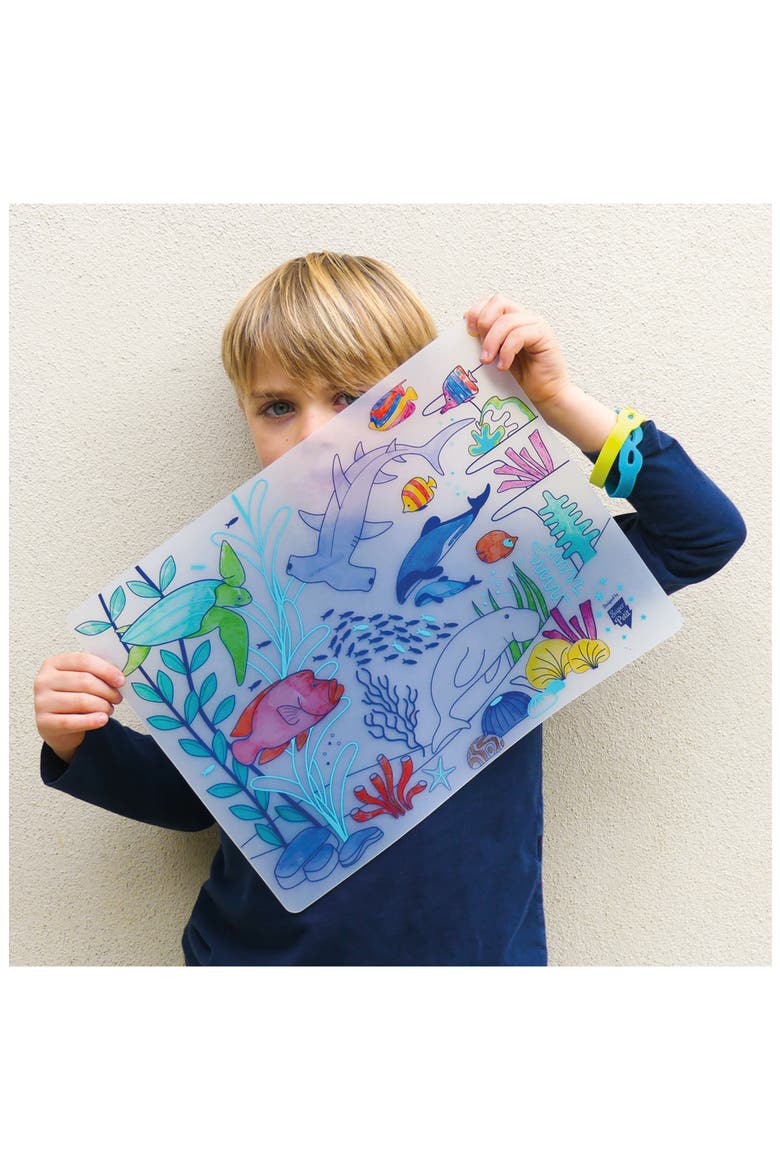 Great Barrier Reef Reusable Coloring Mat & Washable Markers, Alternate, color, MULTI