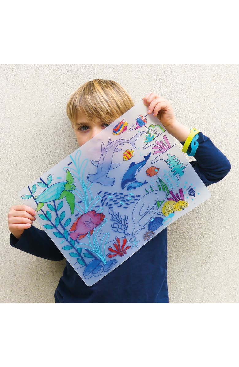 Scrunch Great Barrier Reef Reusable Coloring Mat & Washable Markers, Alternate, color, Multi