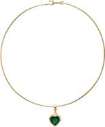 BY ADINA EDEN Green Heart CZ Pendant Thin Wire Choker Necklace