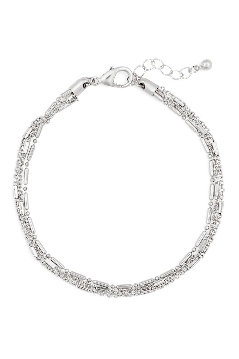 Mini Ball Station Anklet, Main, color, SILVER