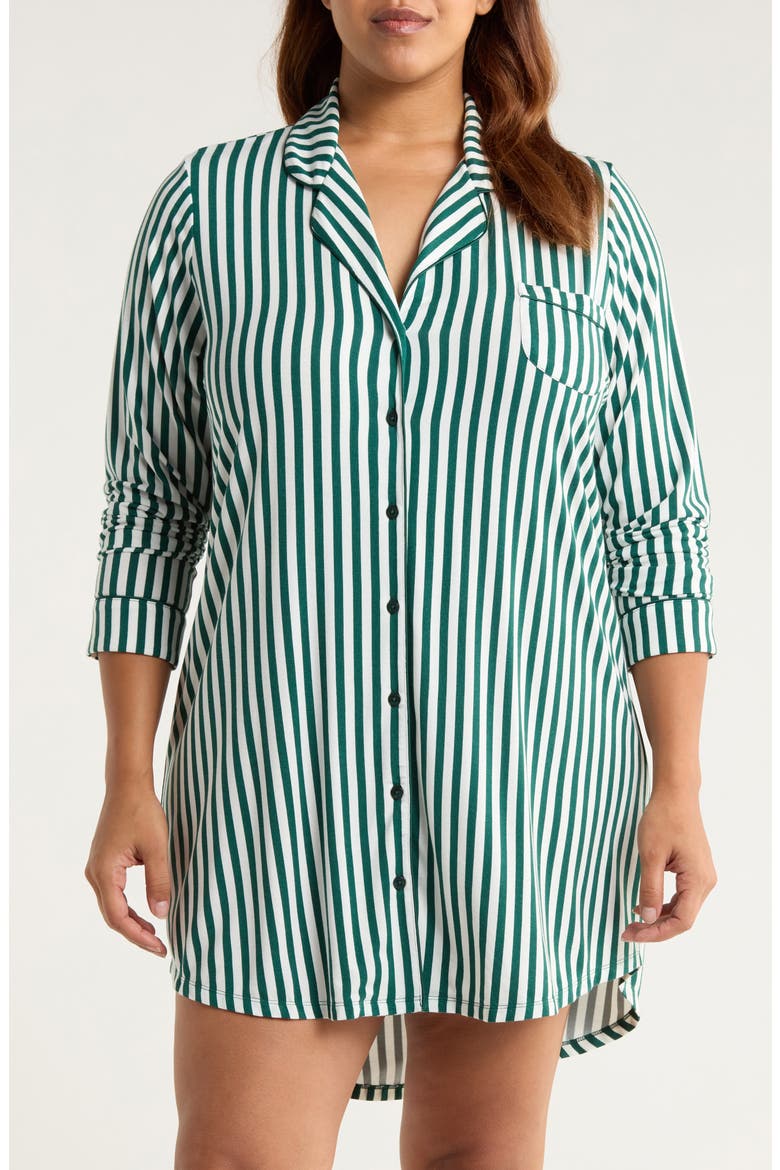 Moonlight Nightshirt, Main, color, GREEN- IVORY SIMPLE STRIPE