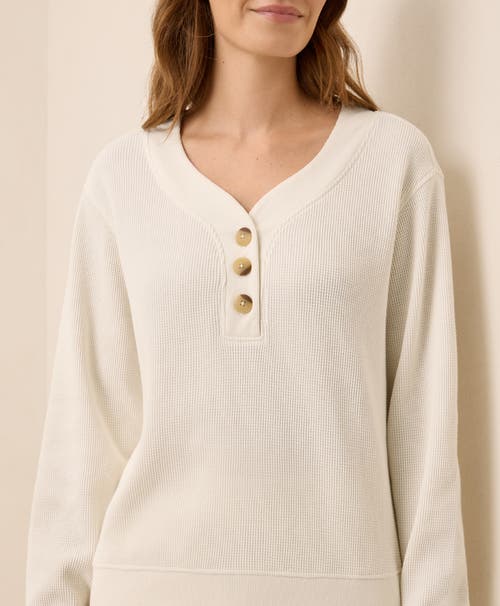 Pact Thermal Waffle Henley Pullover In White