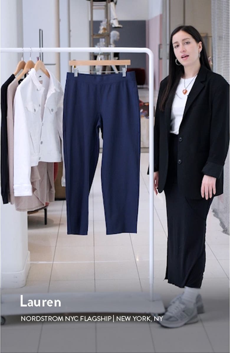 Stretch Crepe Ankle Crop Straight Leg Pants, sales video thumbnail
