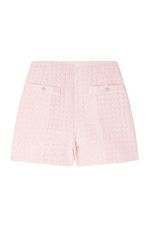 Sequin Check Tweed Shorts