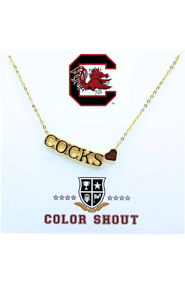 Color Shout University of South Carolina Gold Heart Necklace, Main, color, Yellow Gold