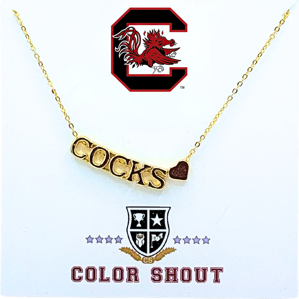 Color Shout University Of South Carolina Gold Heart Necklace In Gold