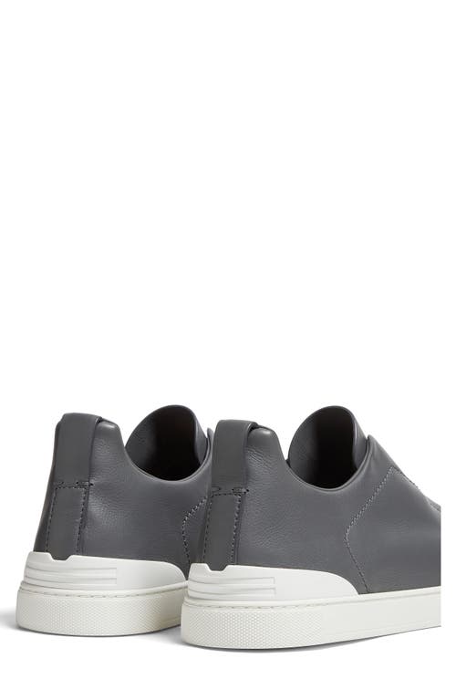 Zegna Leather Sneakers In Gray