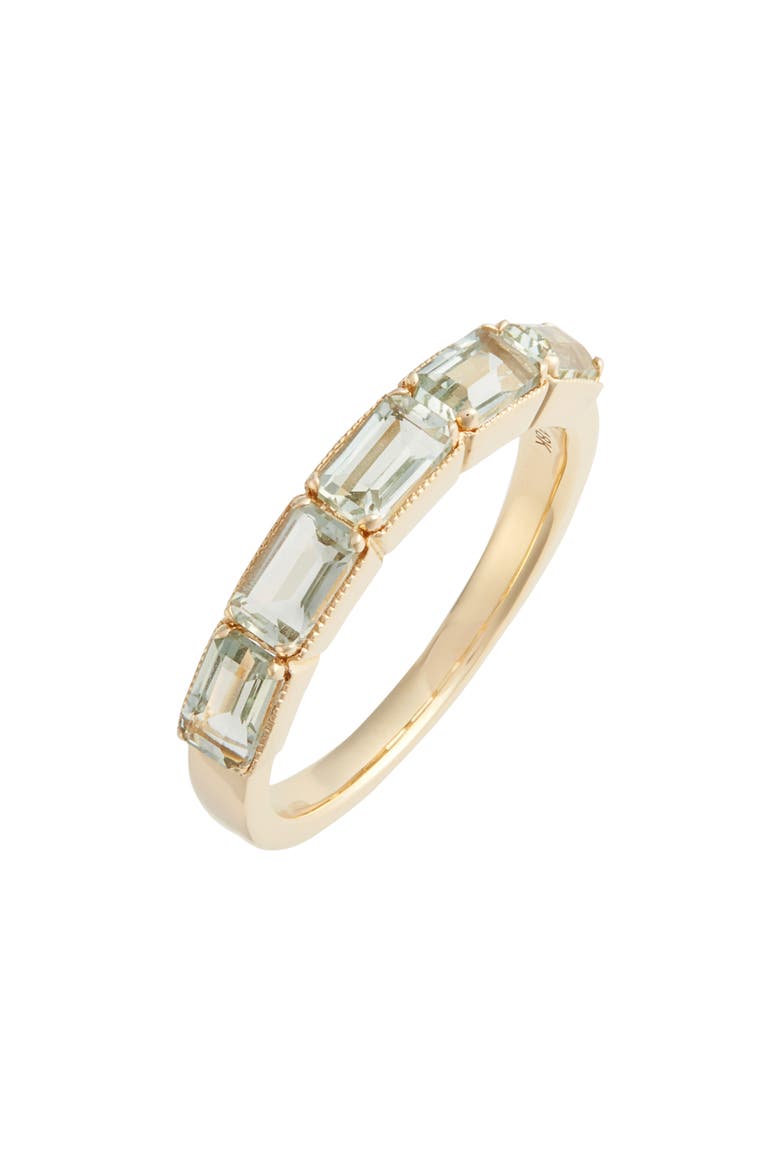 Green Amethyst Baguette Stack Ring (Nordstrom Exclusive), Main, color, YELLOW GOLD/ GREEN AMETHYST