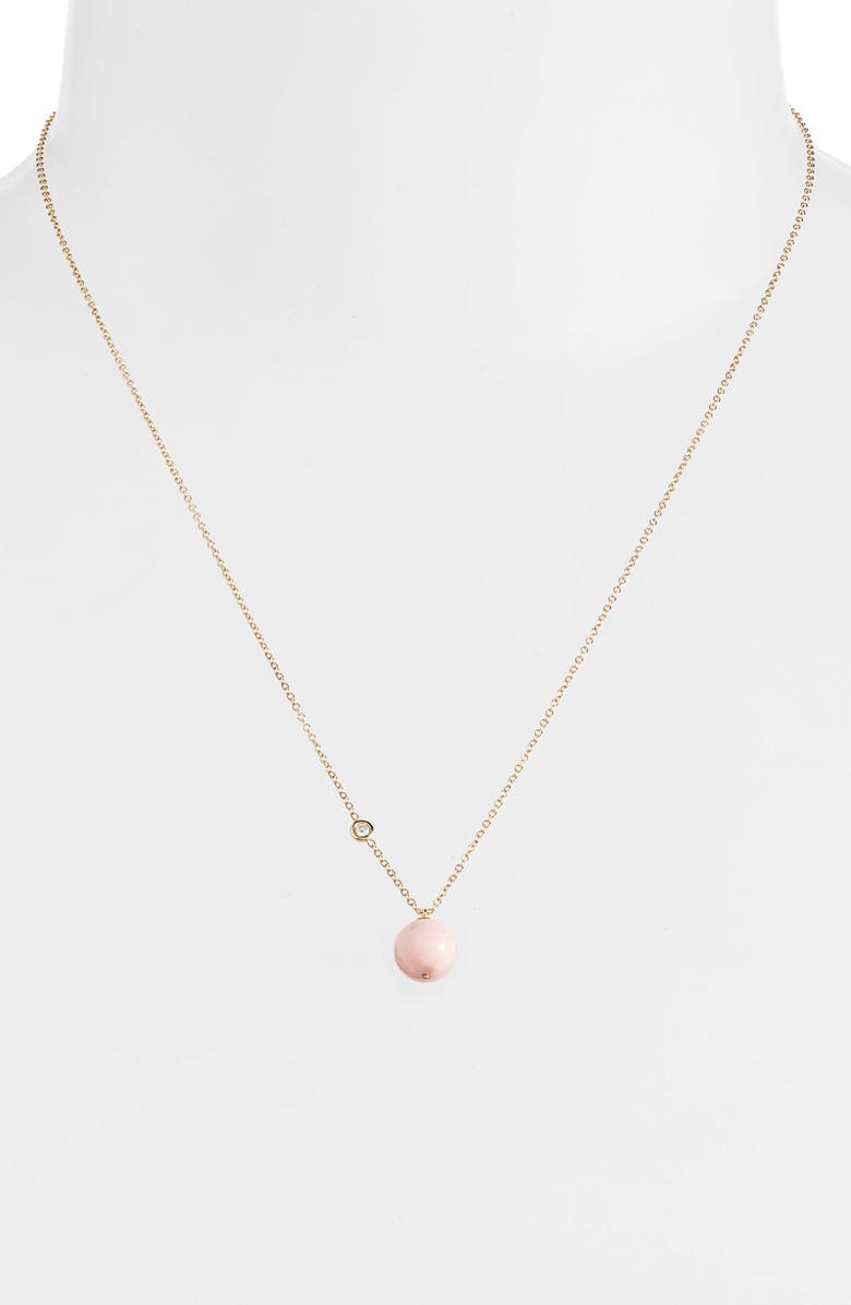 Zoë Chicco Diamond & Pink Opal Pendant Necklace, Alternate, color, 