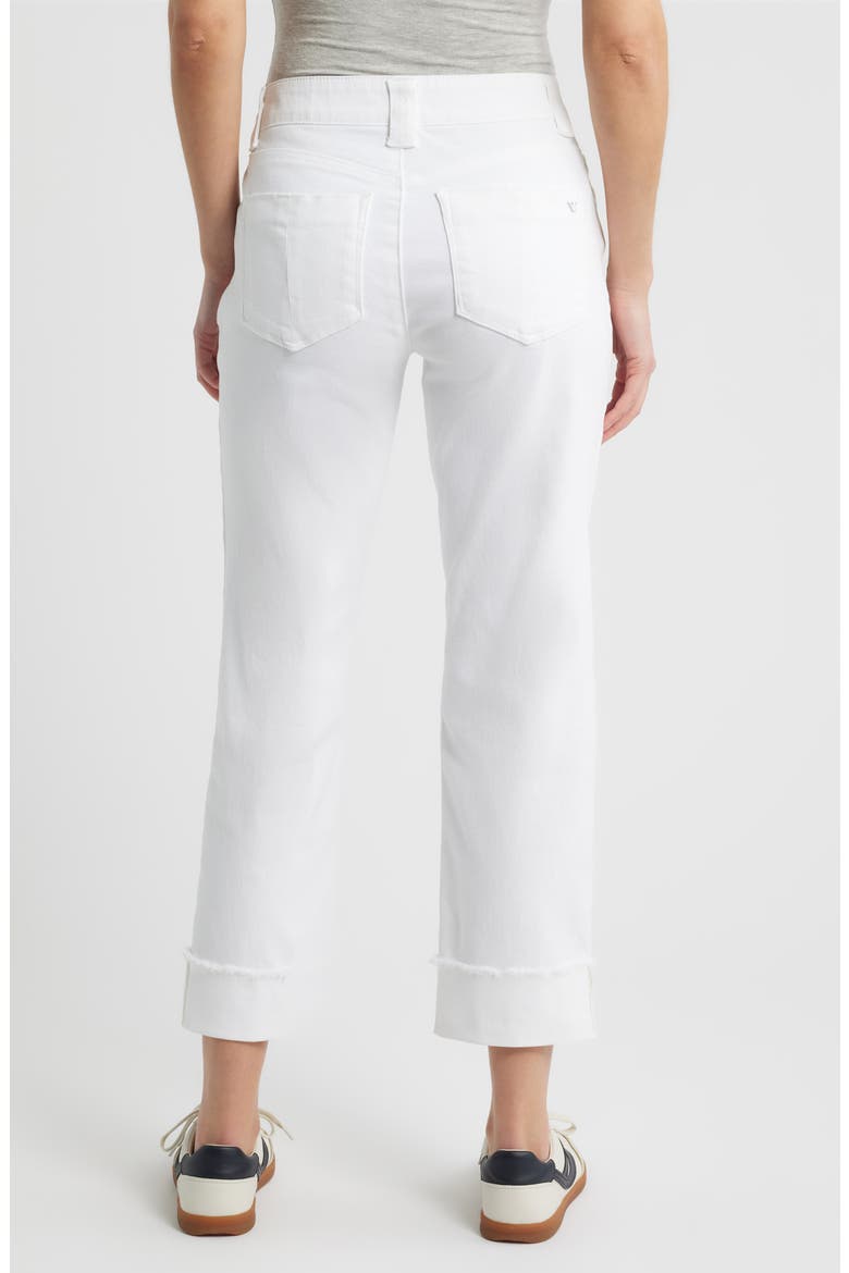 Frayed Cuffed High Waist Boyfriend Jeans, Alternate, color, OPTIC WHITE