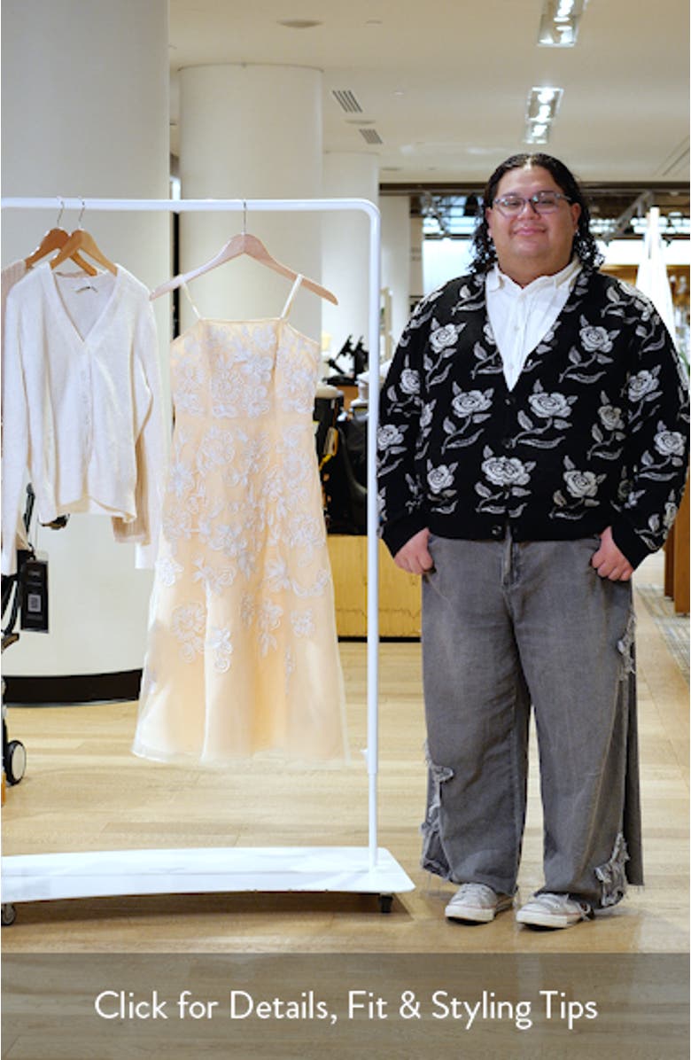 Soutache Embroidery Strapless Organza Cocktail Midi Dress, sales video thumbnail