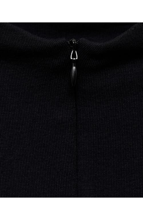 Shop Mango Mock Neck Half Zip Long Sleeve Top In Black