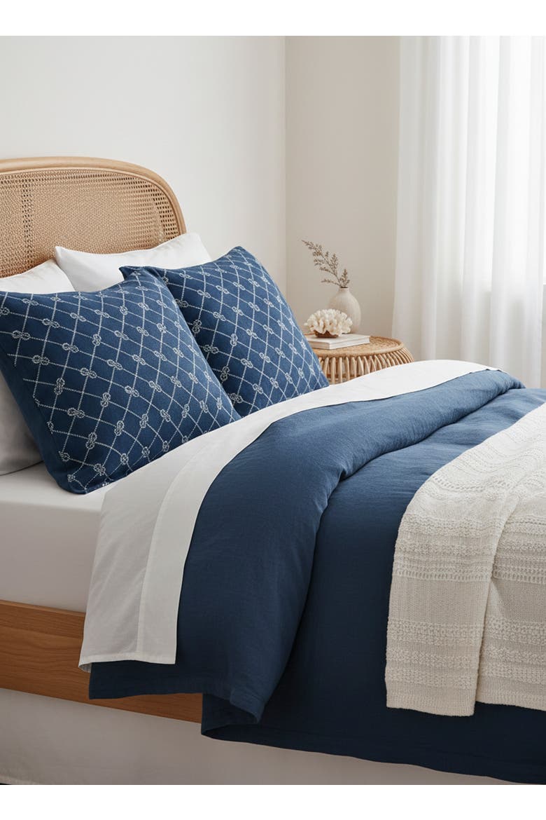 Captains Knots Linen Dutch Euro Pillow with Down Insert, Alternate, color, Navy Blue