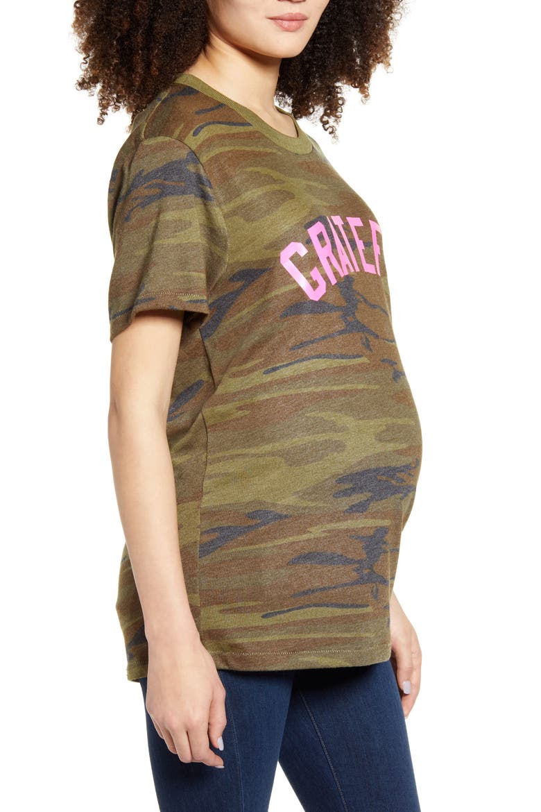 Grateful Camo Maternity Graphic Tee, Alternate, color, CAMO