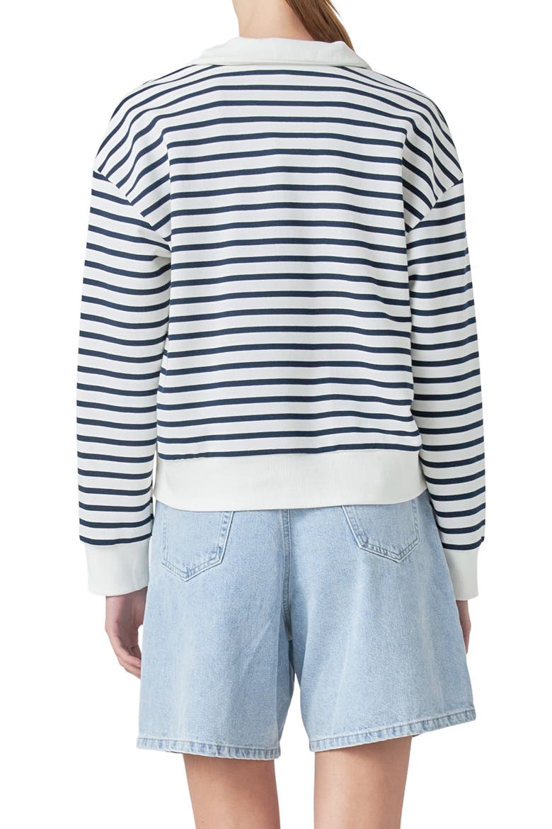 Stripe Terry Cloth Pullover, Alternate, color, WHITE/ NAVY
