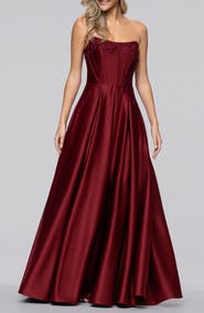 Blondie Nites Lam Corset Strapless Satin Gown