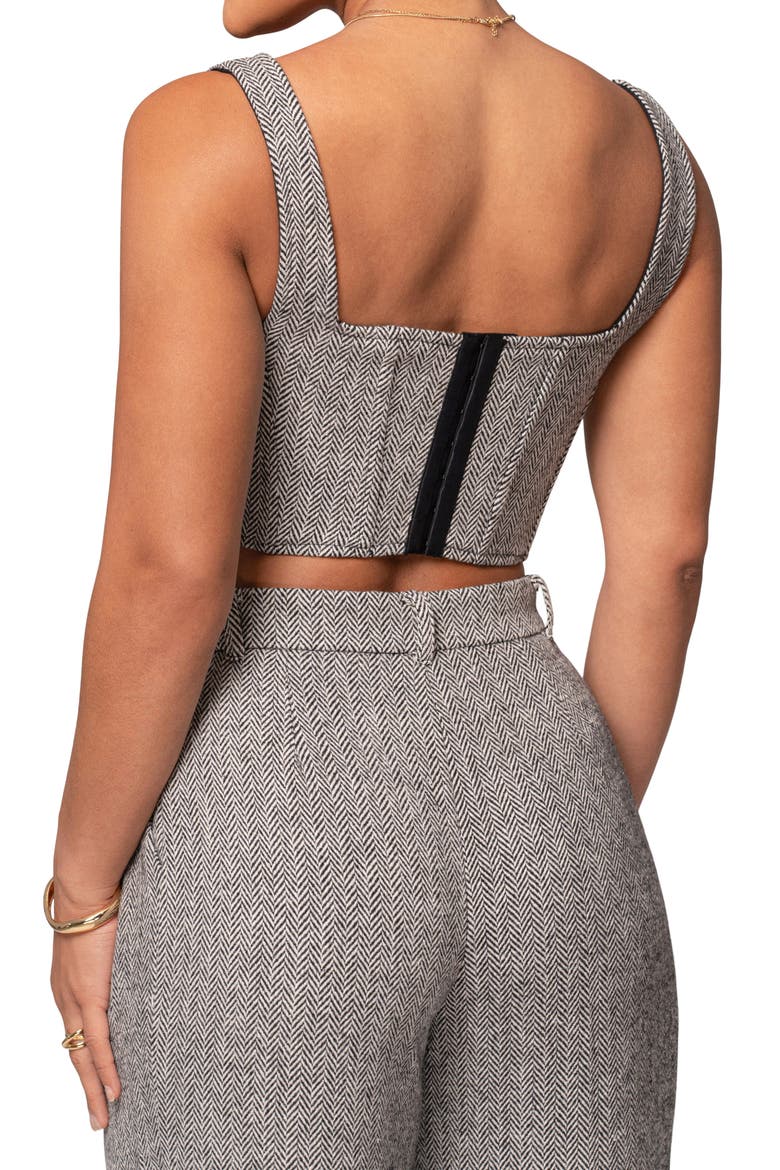 Herringbone Crop Corset Top, Alternate, color, BLACK