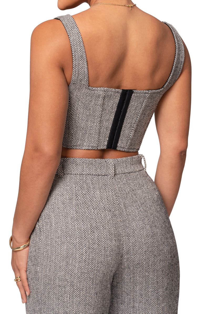 JLUXLABEL Herringbone Crop Corset Top, Alternate, color, Black
