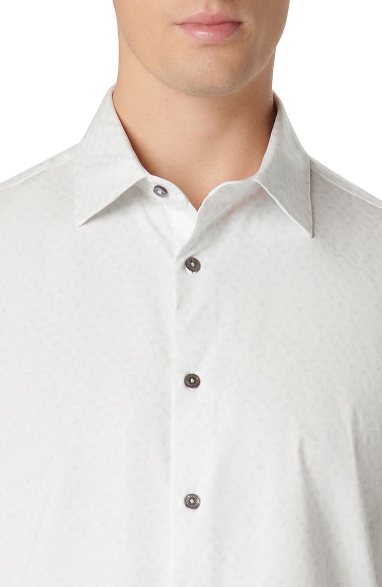 Bugatchi Miles OoohCotton<sup>®</sup> Short Sleeve Button-Up Shirt, Alternate, color, White