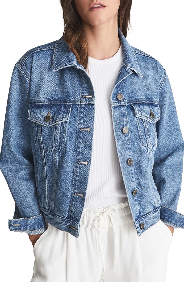 Reiss Ellery Denim Trucker Jacket, Main, color,