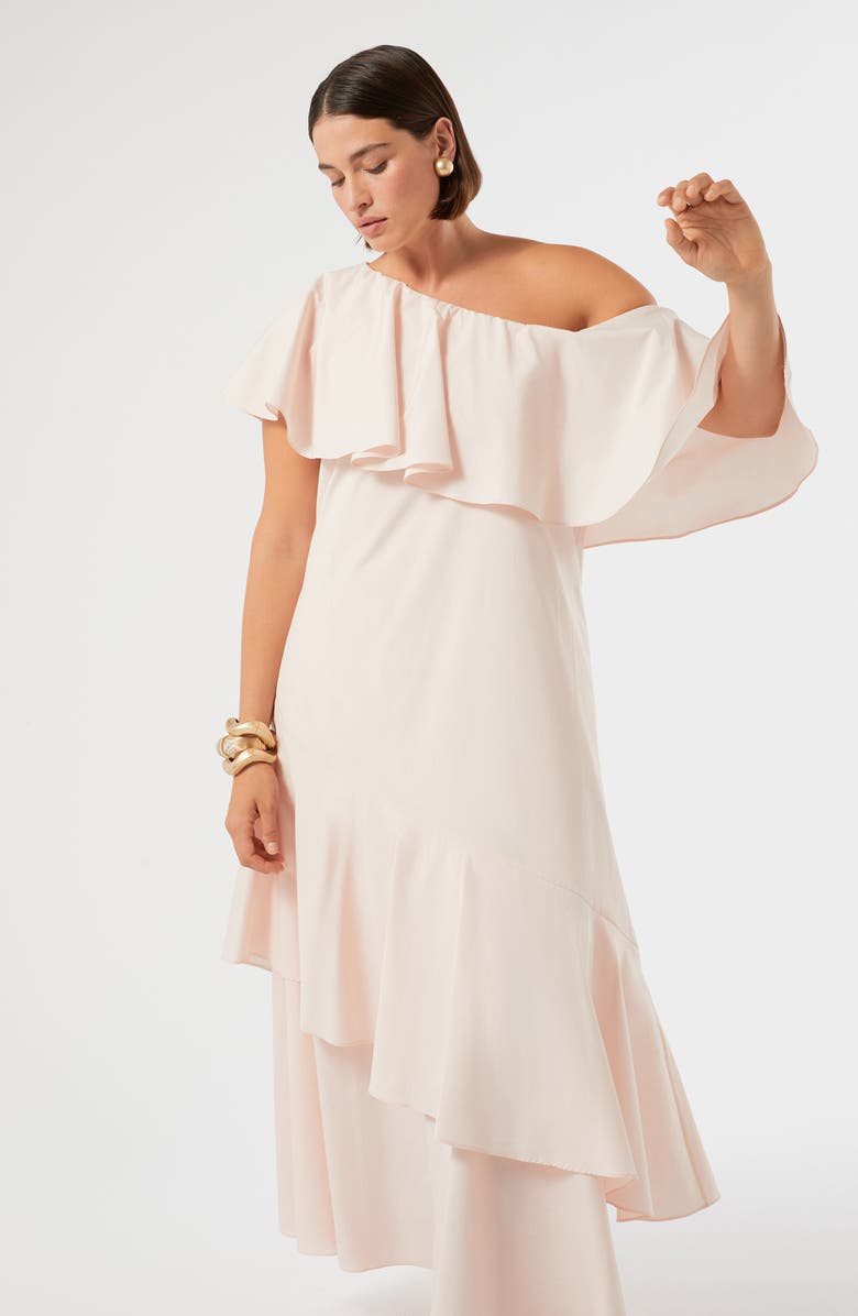 Marina Rinaldi Pioppo Ruffle One-Shoulder Maxi Dress, Alternate, color, Pink
