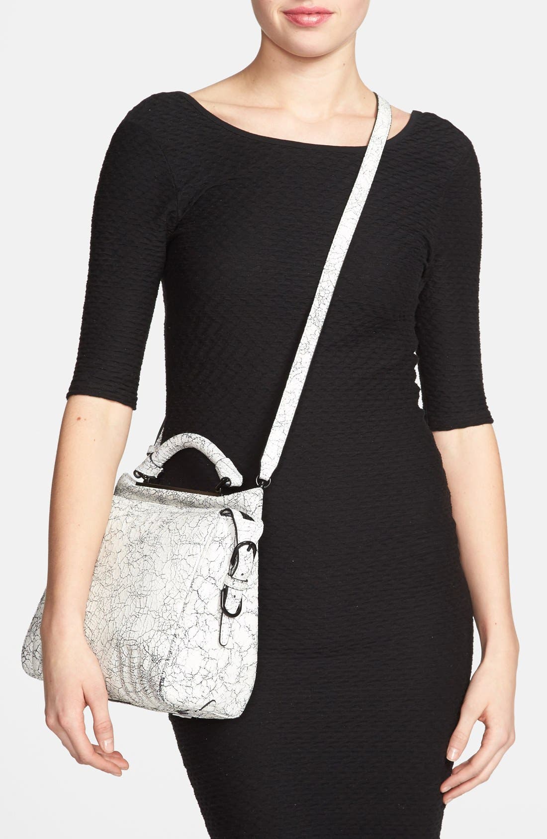 'Small Ryder' Satchel, Alternate, color, BLACK/ WHITE