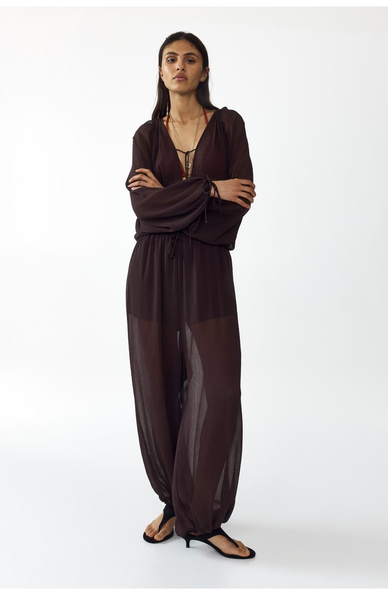 H&M Oversized Balloon-leg Jumpsuit, Alternate, color, Dark Brown