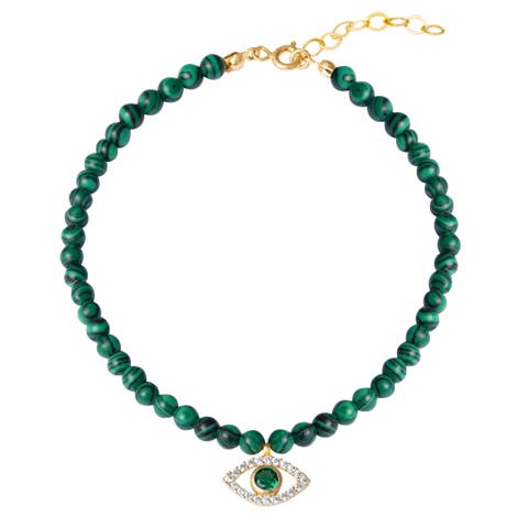 Malachite Beaded Eye Anklet