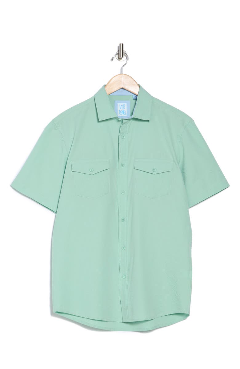 Vintage 1946 Hybrid Seersucker Short Sleeve Button-Down Shirt, Alternate, color, Celadon