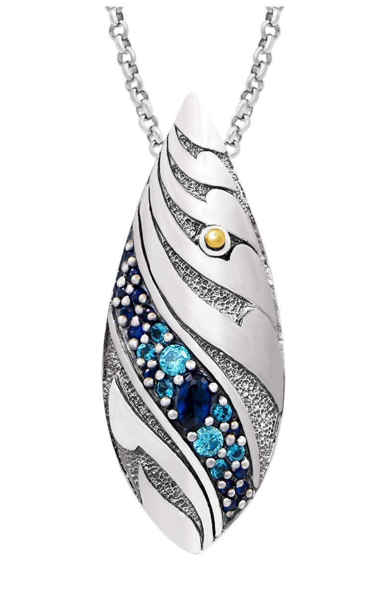 DEVATA Genuine 18K Gold & Sterling Silver Bali Filigree CZ Marquis Pendant Necklace, Main, color, 