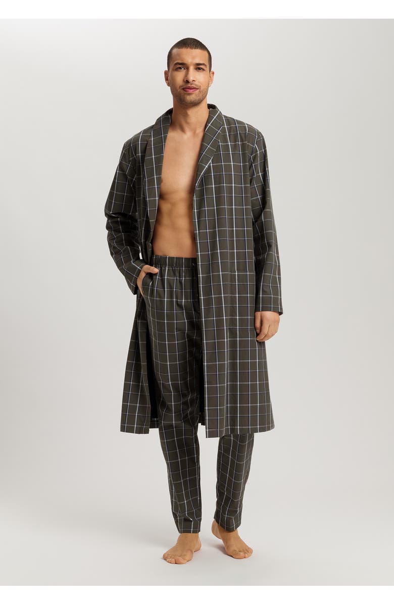 Hanro Night And Day Cotton Shawl Collar Robe, Alternate, color, Urban Check