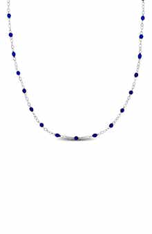 DELMAR Sterling Silver Blue Enamel Bead Station Chain Necklace