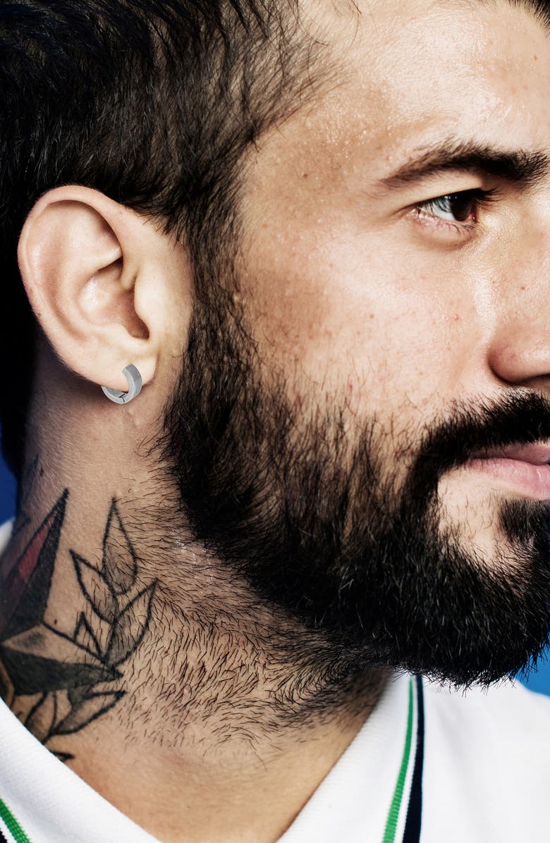 AllSaints Men's Huggie Hoop Earring, Alternate, color, Warm Silver