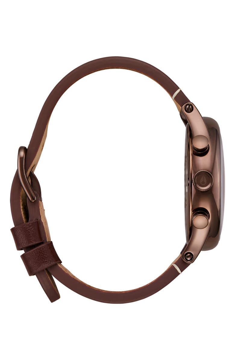 Nixon Station Chronograph Leather Strap Watch, 41mm, Alternate, color, 