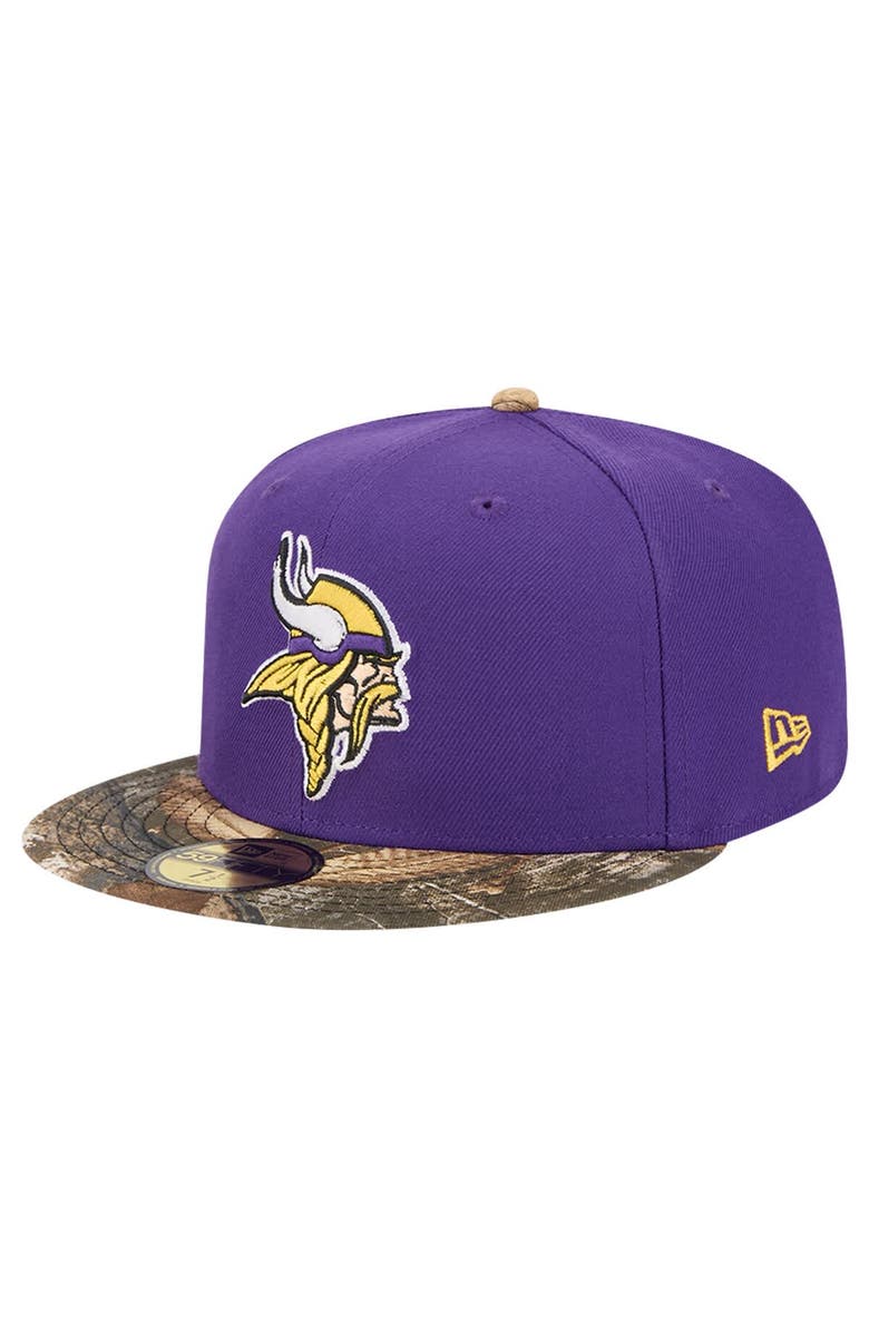 New Era Men's New Era Purple Minnesota Vikings Active Two-Tone Camo 59FIFTY Fitted Hat, Main, color, 