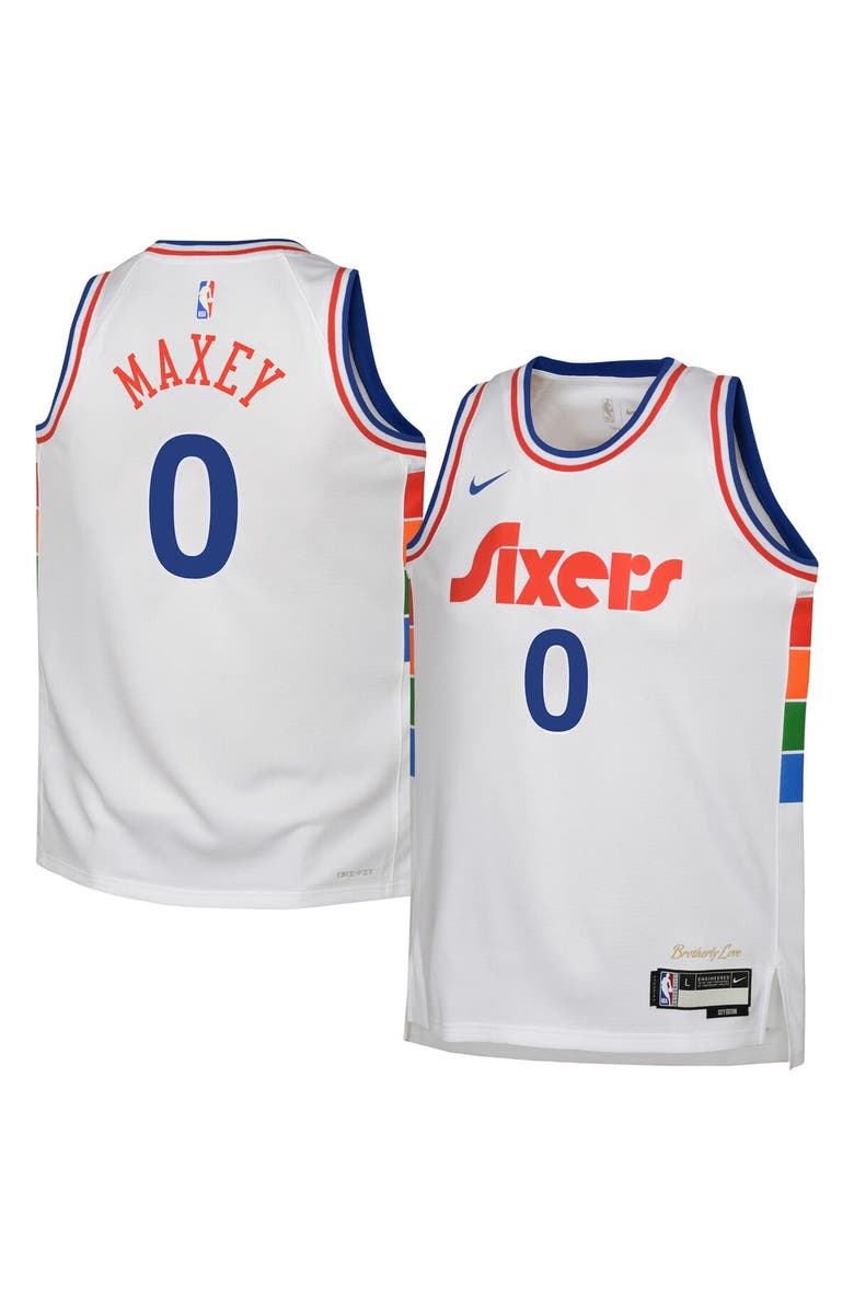 Nike Youth Nike Tyrese Maxey White Philadelphia 76ers 2024/25 Swingman Player Jersey - City Edition, Main, color, 