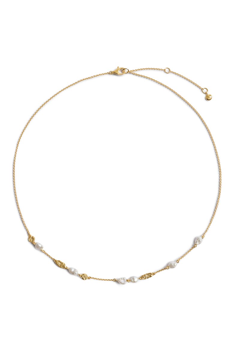 Capri Freshwater Pearl Station Necklace, Main, color, 18K GOLD VERMEIL / PEARL