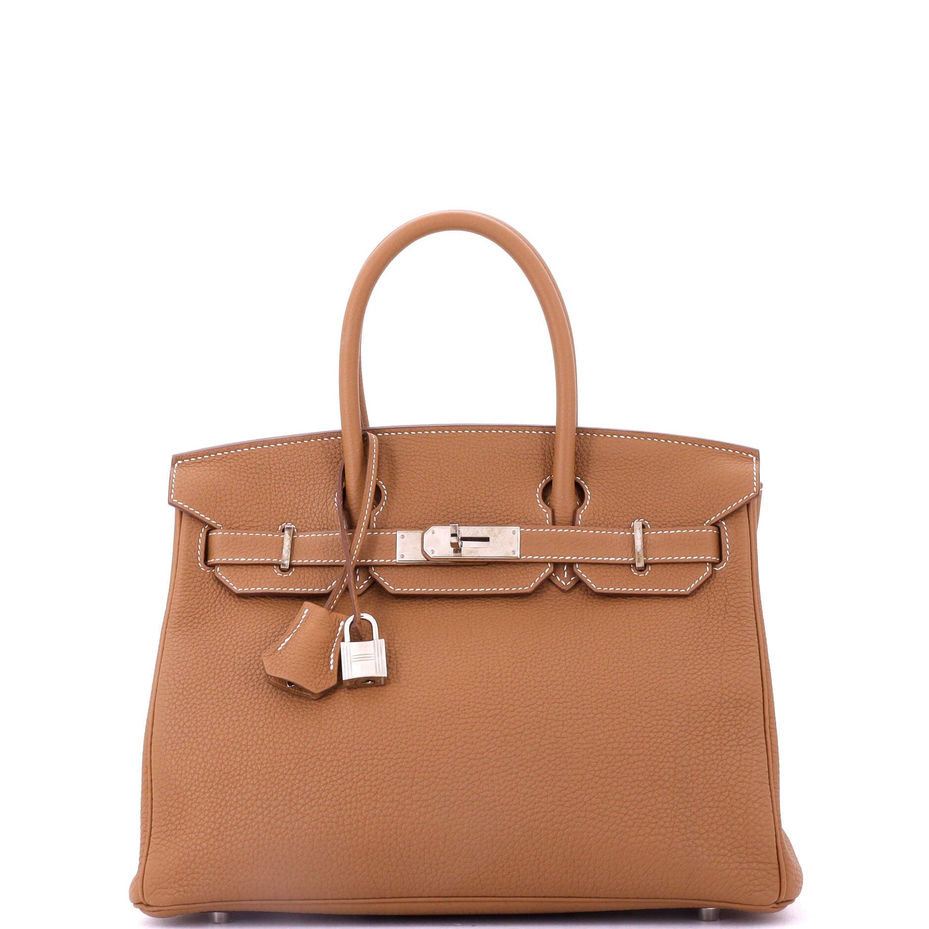 Pre-Owned Hermes Birkin Handbag Brown Togo with Palladium Hardware 30, Main, color, 