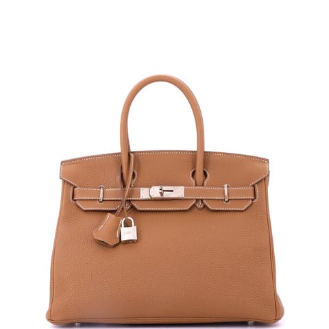 Birkin Handbag Brown Togo with Palladium Hardware 30