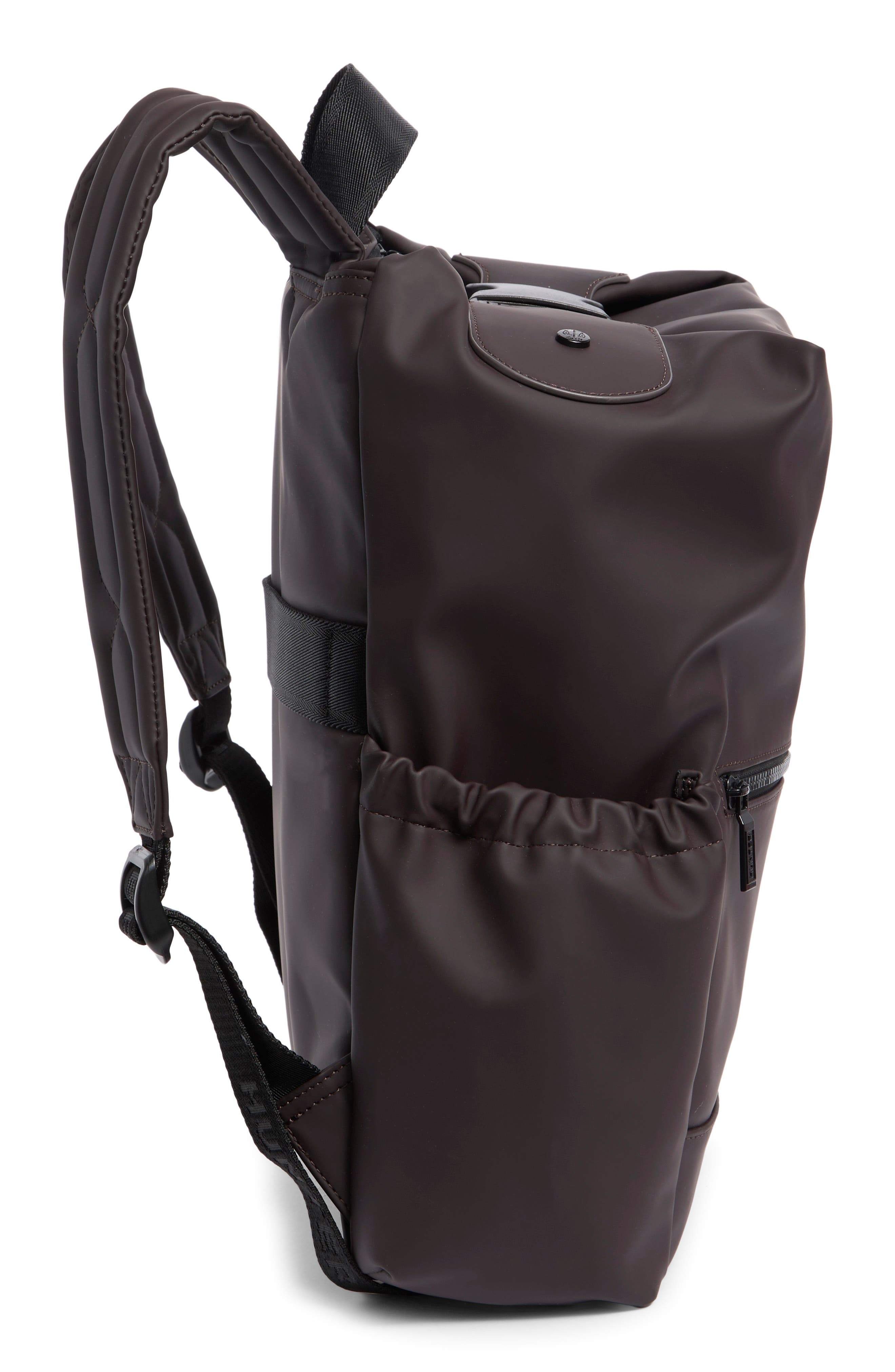 Top Clip Faux Leather Backpack, Alternate, color, ESPRESSO/ TRICOLOR