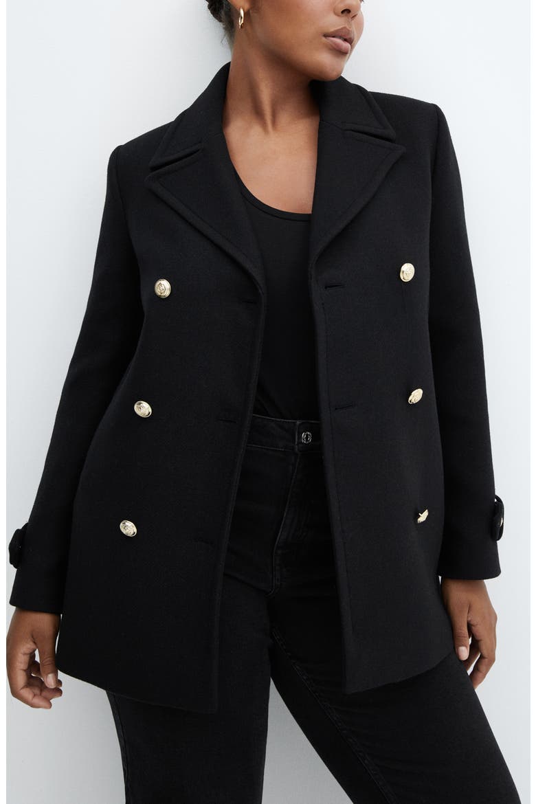 Double Breasted Coat, Alternate, color, BLACK