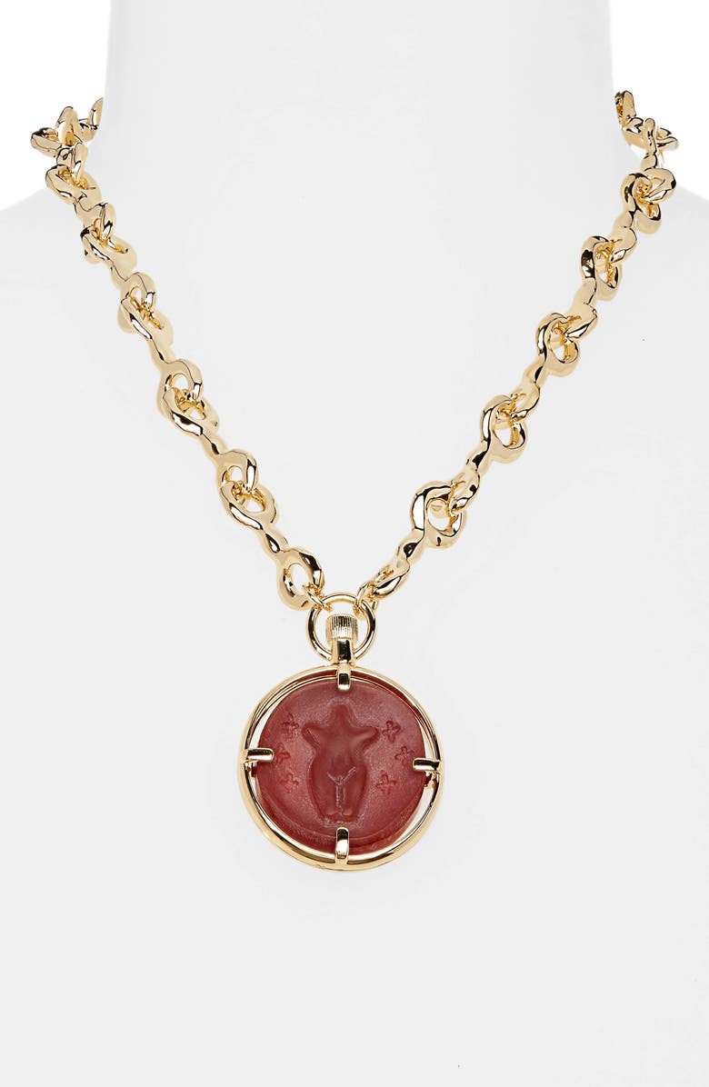 Chloé Elis Carnelian Medallion Necklace, Alternate, color,