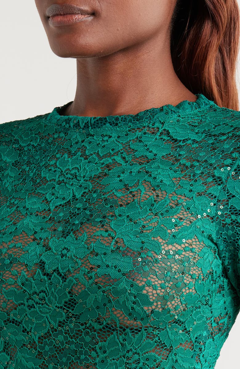 KILO BRAVA Lace Midi Dress, Alternate, color, Emerald